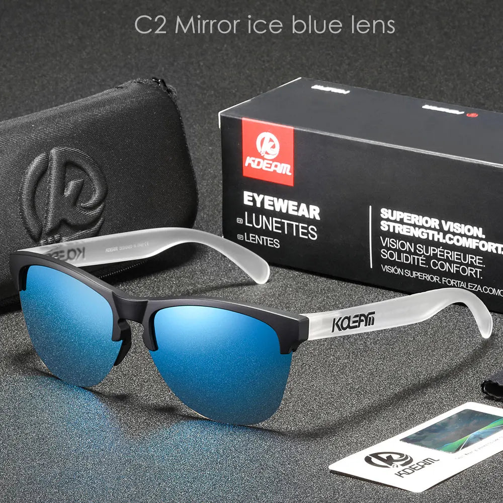 KDEAM TR90 Polarized Sports Sunglasses – Ultralight Semi-Rimless UV400 Eyewear for Men