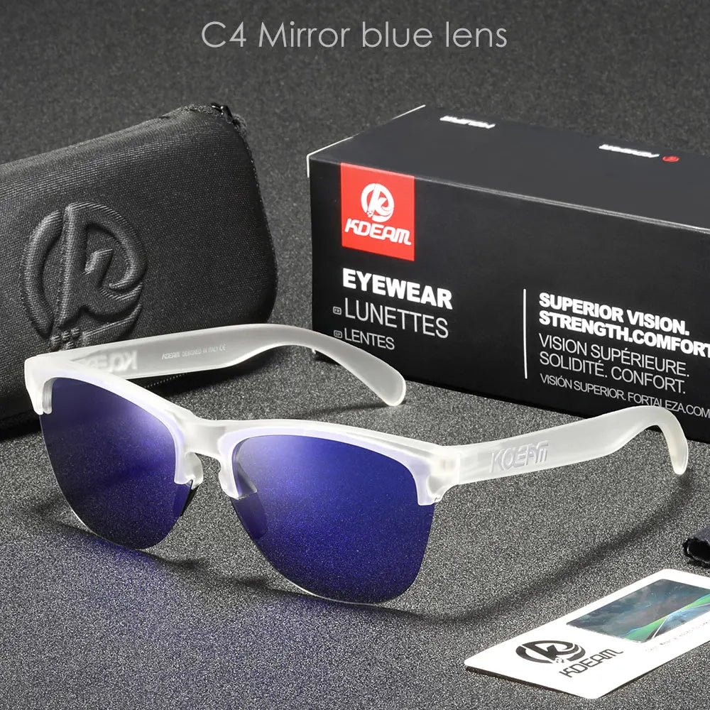 KDEAM TR90 Polarized Sports Sunglasses – Ultralight Semi-Rimless UV400 Eyewear for Men