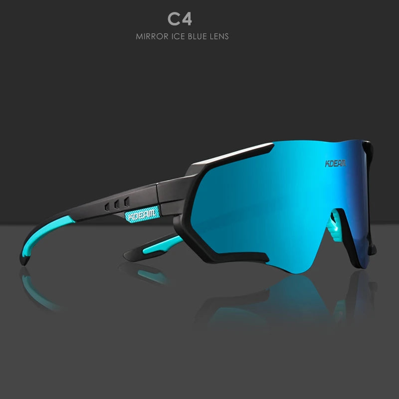 KDEAM Glide™ Polarized Sports Sunglasses – UV400 TR90 Wrap-Goggle Eyewear