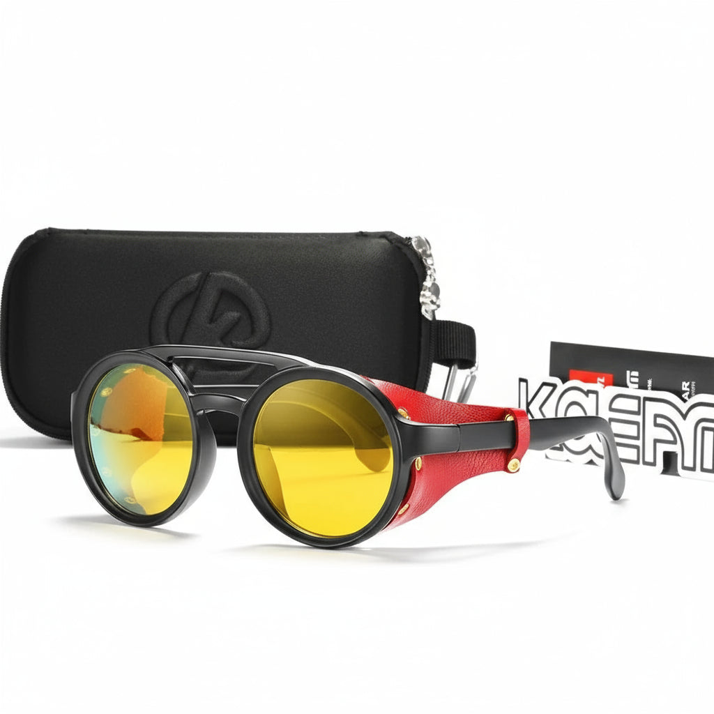 KDEAM RoundRebel™ Vintage Polarized Sunglasses – UV400 Steampunk Street Style Unisex
