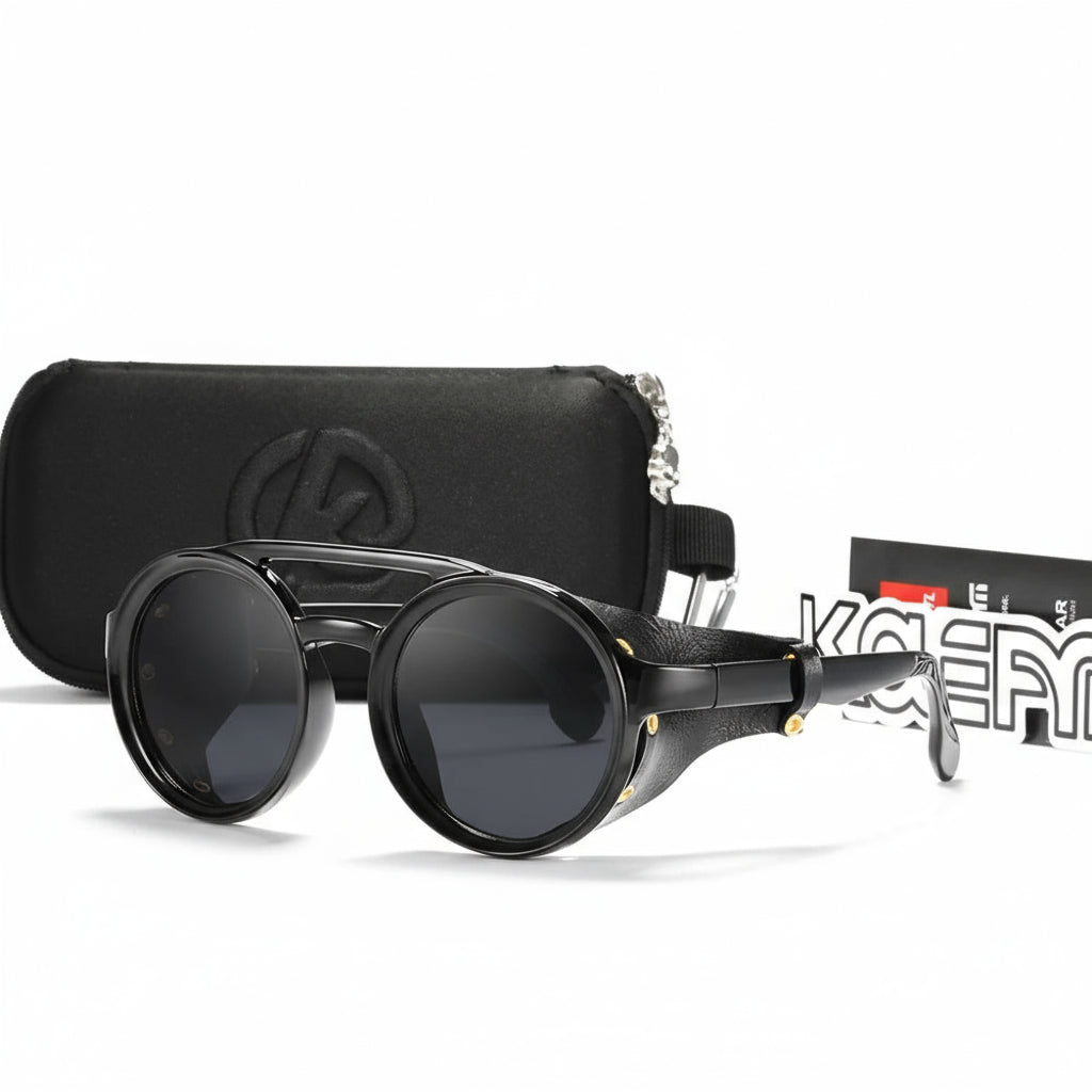 KDEAM RoundRebel™ Vintage Polarized Sunglasses – UV400 Steampunk Street Style Unisex