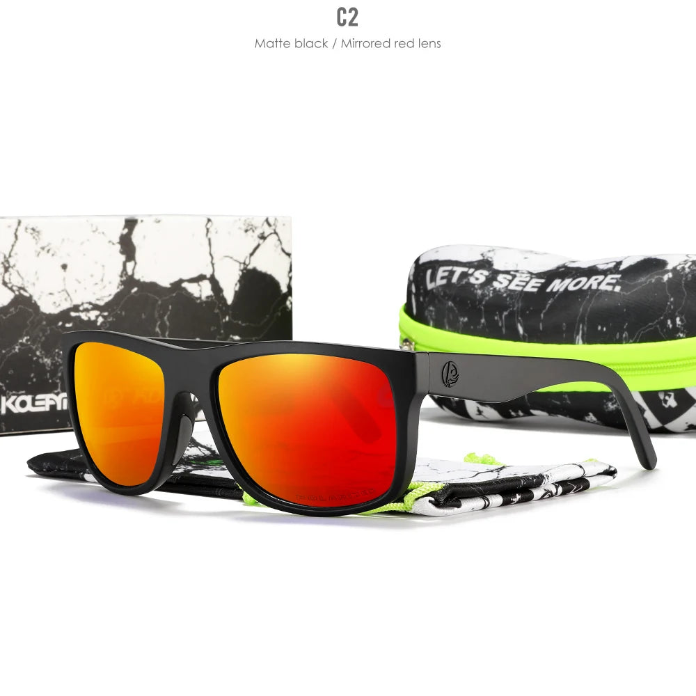 KDEAM Flux™ Polarized Square Sunglasses – UV400 TR90 Outdoor Driving & Fishing Eyewear