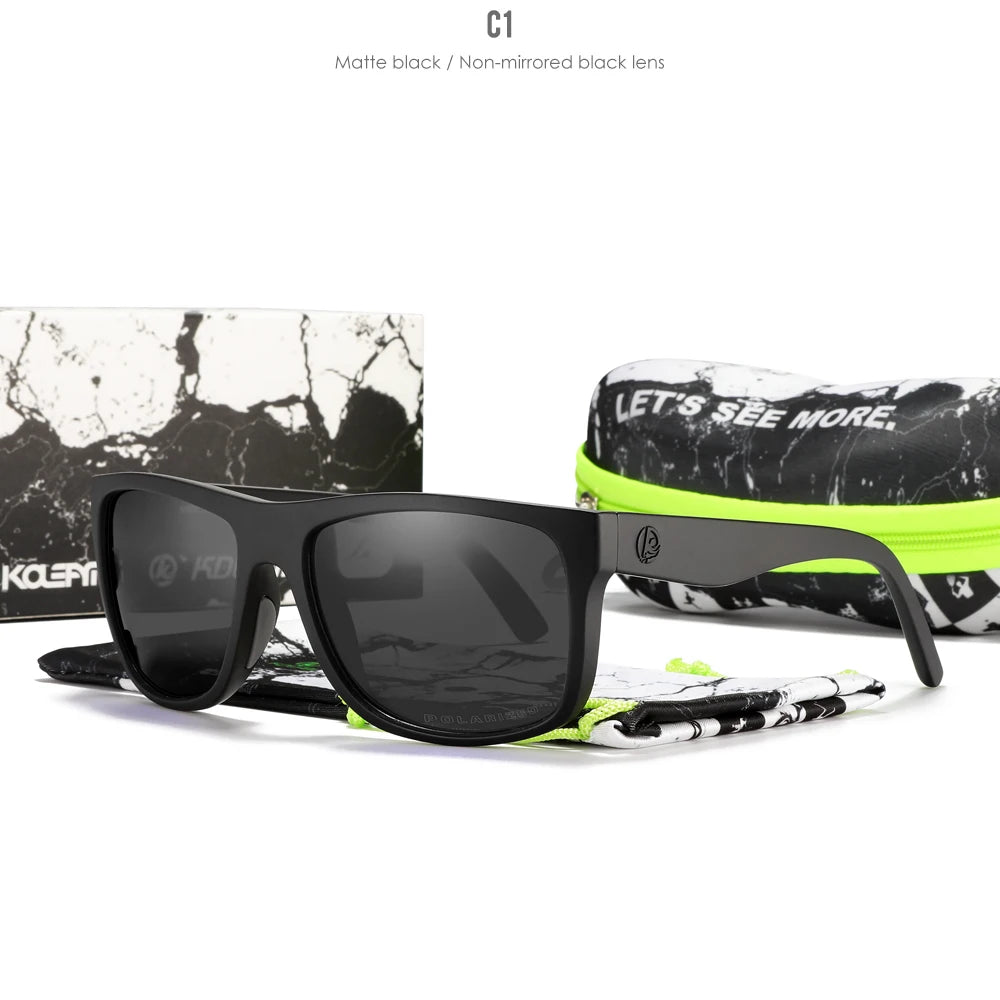 KDEAM Flux™ Polarized Square Sunglasses – UV400 TR90 Outdoor Driving & Fishing Eyewear