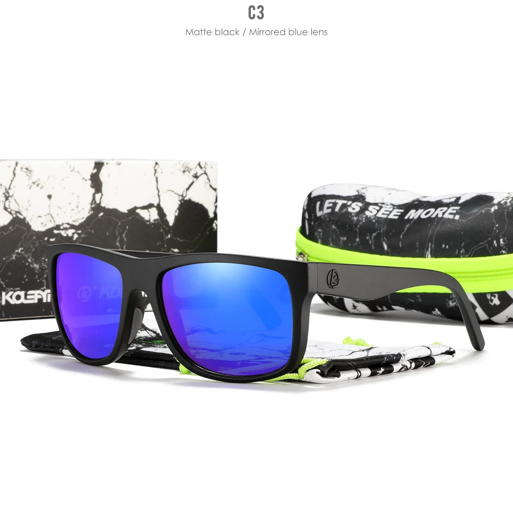 KDEAM Flux™ Polarized Square Sunglasses – UV400 TR90 Outdoor Driving & Fishing Eyewear