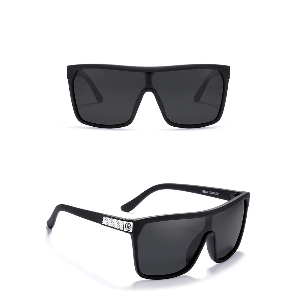 Black sunglasses with a flat top design on a white background