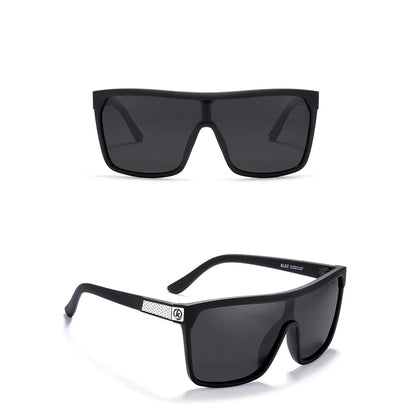 Black sunglasses with a flat top design on a white background