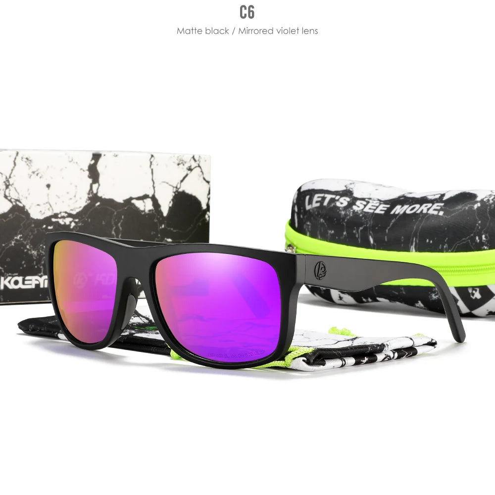 KDEAM Flux™ Polarized Square Sunglasses – UV400 TR90 Outdoor Driving & Fishing Eyewear