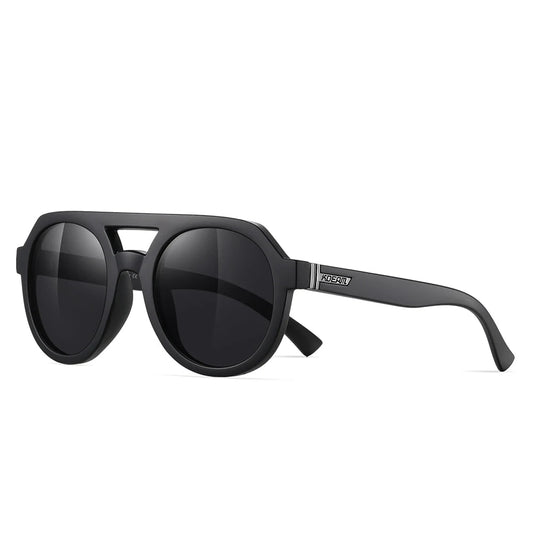 Black sunglasses with a white background