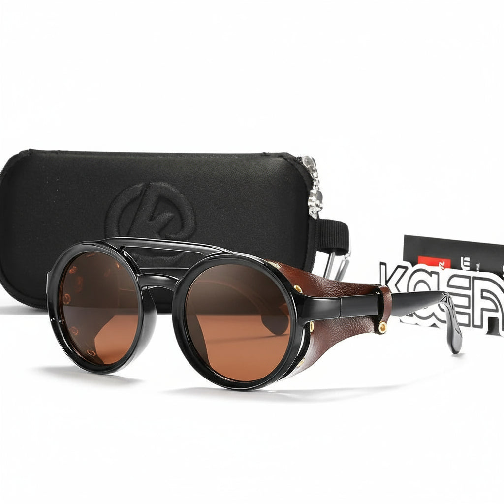KDEAM RoundRebel™ Vintage Polarized Sunglasses – UV400 Steampunk Street Style Unisex